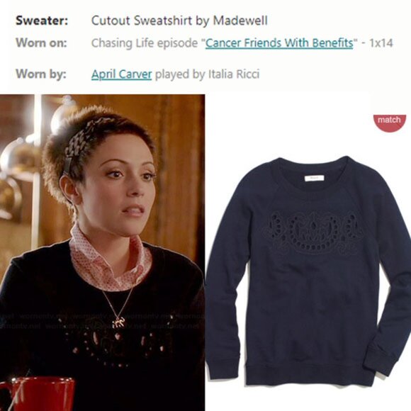 Madewell 100% Cotton Cutout Crewneck Pullover Sweatshirt Navy Blue Size S $72 - Picture 13 of 13